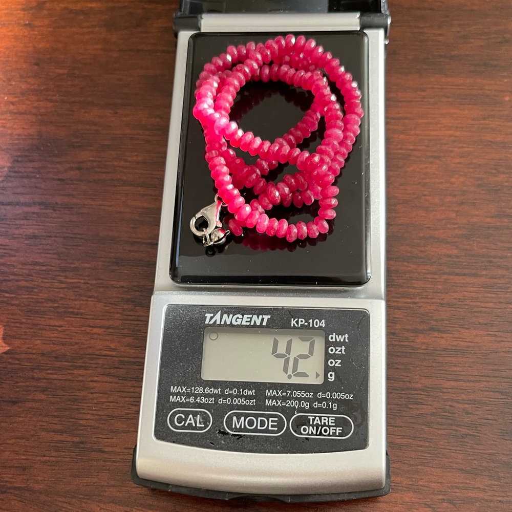 Faceted Red Ruby Bead & Solid Sterling Silver Nec… - image 4